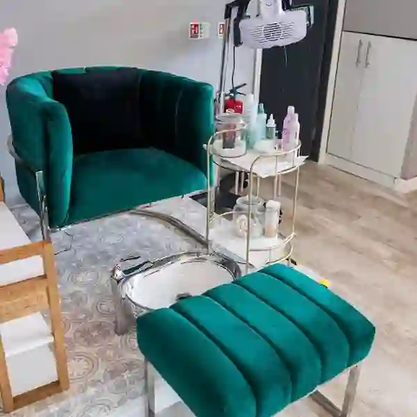 Emerald velvet pedicure station